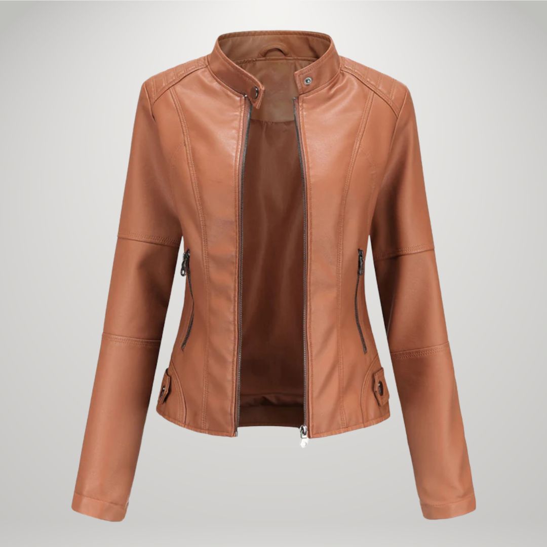 Ella - Faux Leather Biker Jacket