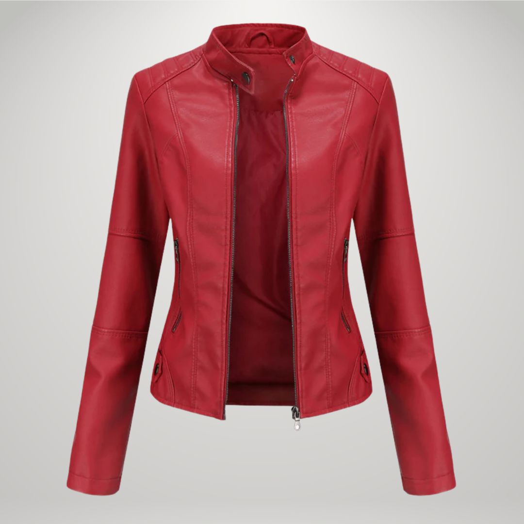 Ella - Faux Leather Biker Jacket