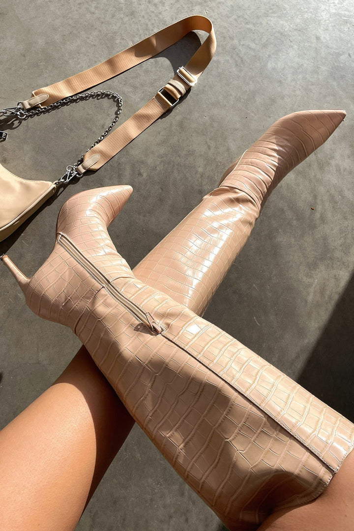 Abigail - Bone Knee-High Boots