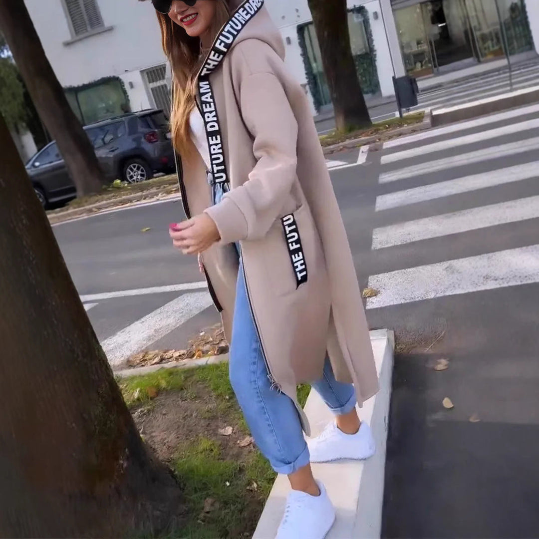 Charlotte - Casual Long Women's Coat with Open Front