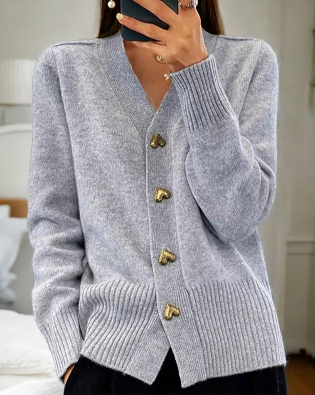 Jemima - Elegant Heart Button Cardigan