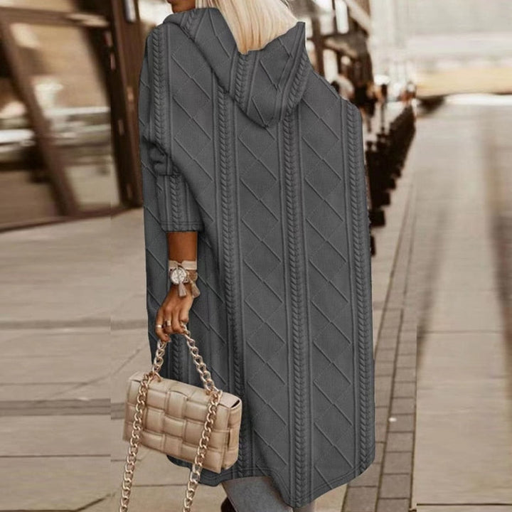 Nora – Long-sleeved cable-knit hooded cardigan